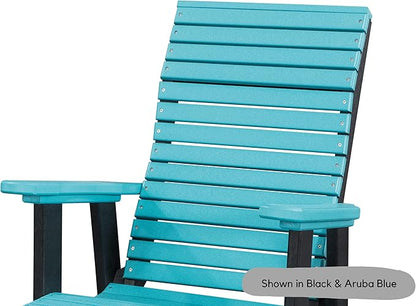 DutchCrafters Modern Horizontal Slat High Back Poly Adirondack Swivel Glider Outdoor Patio Chair (White & Weatherwood)