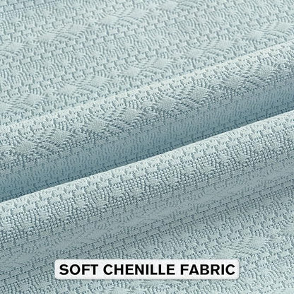 FUTEI Light Blue Chenille Throw Pillow Covers 12x20 Inch Set of 2,Soft Striped & Diamond Textured Lumbar Pillow Cases,Modern Home Decor for Couch Living Room
