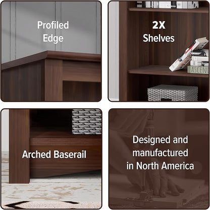 Prepac Sonoma 2-Tier Bookcase 29"H with 1 Adjustable Shelf, Espresso Storage Cabinet, Modern Display Cabinet, Bookshelf with Storage Shelves for Home Office, Living Room, Bedroom Organizer
