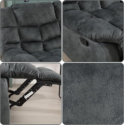 EBELLO Reclining Living Room Set, One Seat Manual Recliner, Loveseat Recliner Sofa and 3PC Bonded Manual Sofa Couch, Grey Green