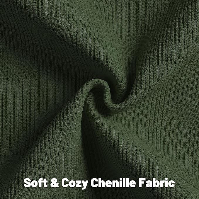 FUTEI Christmas Dark Green Chenille Decorative Throw Pillow Covers 26x26 Inch Set of 2,Soft Cozy Striped Geometric Patterns Euro Pillow Shams,Modern Home Decor for Couch Bed Living Room