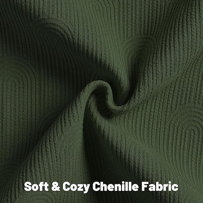 FUTEI Christmas Dark Green Chenille Decorative Throw Pillow Covers 16x16 Inch Set of 2,Soft Cozy Striped Geometric Patterns Cushion Cases,Modern Home Decor for Couch Bed Living Room