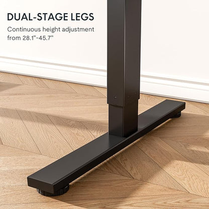 FLEXISPOT EN1 Whole Piece Standing Desk 48 x 30 Inches Height Adjustable Electric Sit Stand Home Office Desks (Black Frame + Black top,2 Packages)