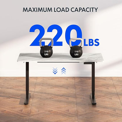 FLEXISPOT E6 3-Stage Dual Motor 60 x 24 Electric Standing Desk Sit Stand Up Desk, Holds 220 lbs, Adjustable Height w/Memory Presets, One-Piece White Desktop & Black Frame, Ships in 2 Boxes