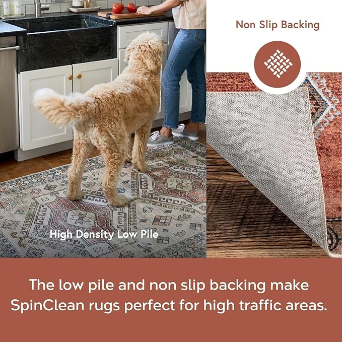 nuLOOM 6' Square Machine Washable Stain-Resistant Area Rug Medium Profile for Living Room, Bedroom, and Dining Room, Nikita Beige