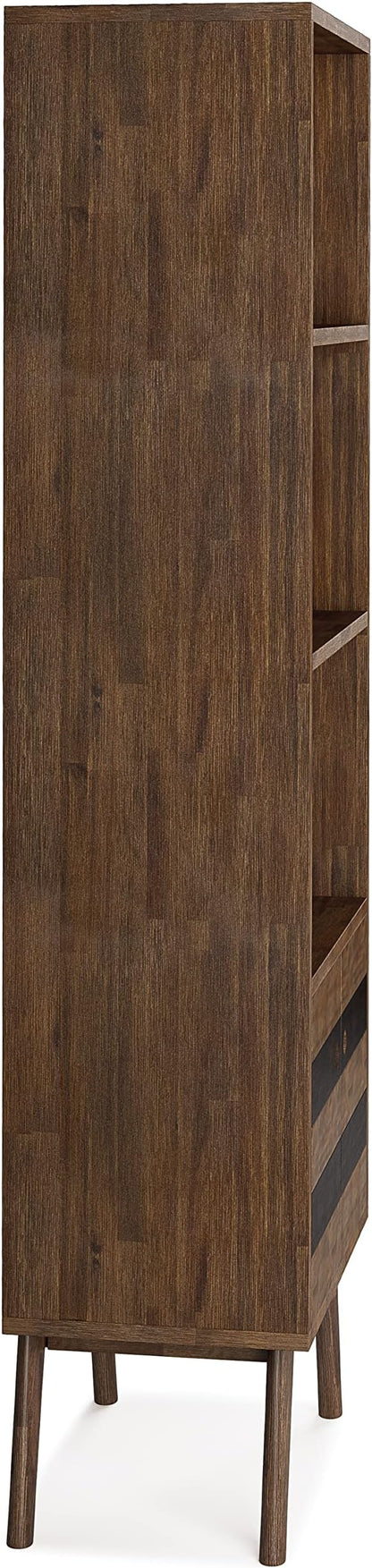 SIMPLIHOME Clarkson Bookcase - 70 inch Tall Solid Acacia Wood Storage Bookshelf in Rustic Natural Aged Brown, Contemporary Storage for Living Room, Study or Office with Open Shelves and Lower Cabinet