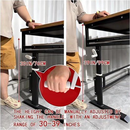 Studio Desk with Keyboard Tray | Hand-Crank Adjustable Standing Desk Workstation for Music Production, Cable Management, MIDI Keyboard Shelf (Natural, 70in)