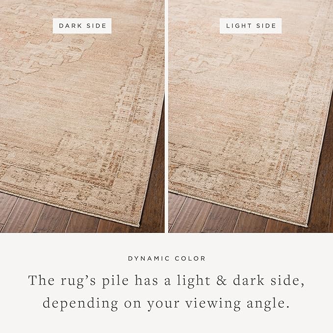 Loloi Chris Loves Julia Palma Collection PLM-02 Spice/Natural 6'-3" x 9'-6" Area Rug Vintage Style Boho Living Room Bedroom Carpet