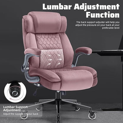 Large High Back Office Chair with Flip Arms- Executive Desk Chair with Locking Wheels, Adjustable Lumbar Support, Ergonomic Breathable Fabric Computer Chair Prevents Cats Scratching