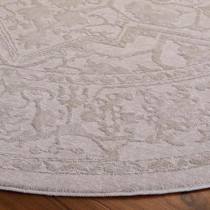 SAFAVIEH Area Rug 3' Round - Reflection Collection - Cream & Ivory, Non-Shedding & Easy Cleaning, Ideal for Living Room, Bedroom (RFT665D)