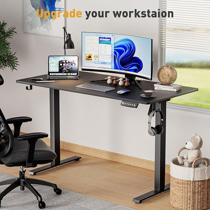63 x 28 Inch Electric Standing Desk Adjustable Height, Sit Stand Desk, Stand up Desk for Home Office, Computer Workstation (Spliced Desktop,Black)