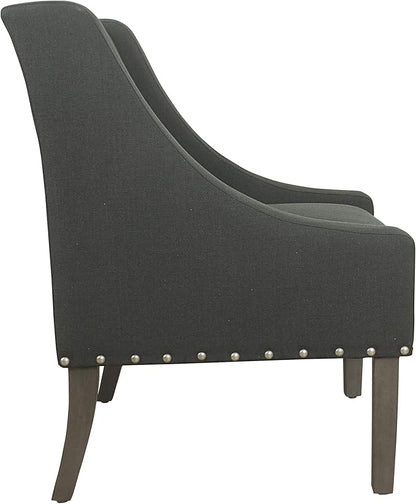 Homepop Home Decor | Upholstered Classic Swoop Arm Accent Chair | Accent Chairs for Living Room & Bedroom | Decorative Home Furniture, Dark Charcoal