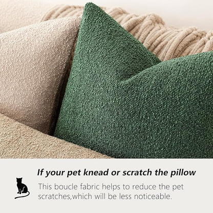 Foindtower Pack of 2 Textured Boucle Throw Pillow Covers Accent Solid Decorative Lumbar Pillow Cases Soft Couch Cushion Case for Chair Sofa Bedroom Living Room Home Decor 12x20 Inch Pine Green