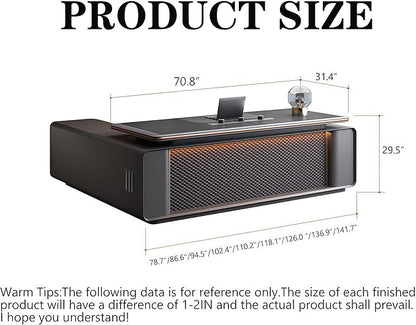 Modern Executive Desk, 118.1 inch L Shaped Desk with Storage, L Shape Corner Desk Drawers and Lockable Storage No Installation Required Without Display Racks and Bookshelves