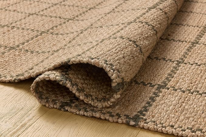 Loloi Chris Loves Julia Fletcher Collection FLE-01 Natural/Olive 2'-3" x 3'-9", .37" Pile Height, Runner Rug