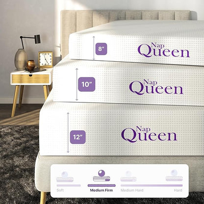 NapQueen Twin Mattress, 14 Inch Charcoal Memory Foam Mattress, Twin Bed Mattress in a Box, CertiPUR-US Certified, Medium Firm, Breathable Soft Fabric Cover