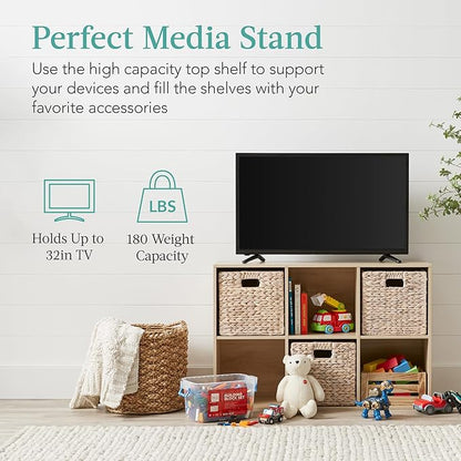 Best Choice Products 6-Cube Storage Organizer, 11in Shelf Opening, Bookcase, Display Shelf, Customizable w/ 3 Removable Back Panels – Light Oak