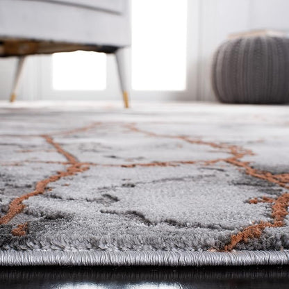SAFAVIEH Craft Collection Area Rug - 10'6" x 14', Grey & Orange, Modern Abstract Marble Pattern Design, Non-Shedding & Easy Care, Ideal for High Traffic Areas in Living Room, Bedroom (CFT877P)
