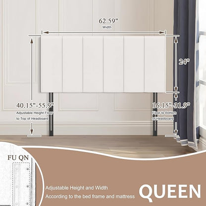HAOBO Home Upholstered Headboards Foldable Queen/Full Faux Leather Panels with Height Adjustments-White