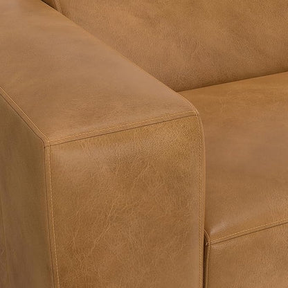 SIMPLIHOME Rex Right Corner Sectional Modular Sofa and Ottoman Set in Full-Grain Genuine Leather, Sienna, 116-inch-wide L-Shaped Leather Sofa and Matching 34-inch-Wide Table Ottoman for Living Room