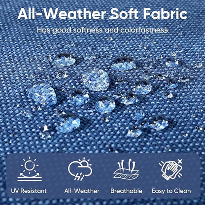 Outdoor Wicker Chair Cushions 2 Packs - Outside High Back Thick Water-Resistant Cushion 22x24 with Zipper Cover for Patio Glider Rocking Chairs Loveseat Couch – Blue/Buckle