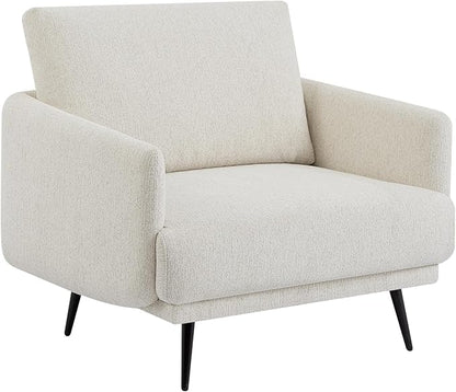 Oversized Accent Chair for Living Room Chairs Reading Arm Chair Comfy Modern Single Sofa Side Chairs with Metal Legs & Soft Cushion for Bedroom, Waiting Room (Chenille Oatmeal, Set of 2)