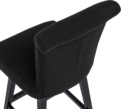 Bar Stools Set of 2, 26 Inch Upholstered Barstools with 15.7" High Back and Footrest, Swivel Counter Height Barstools for Kitchen Island Home Bar Performance Fabric Black