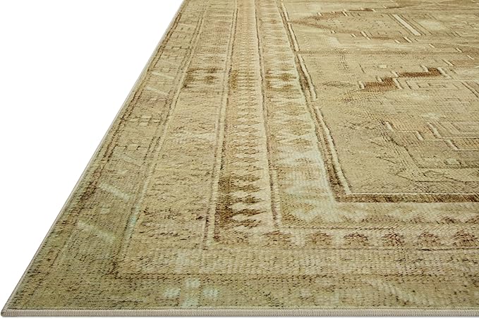 Loloi Magnolia Home by Joanna Gaines Sinclair Collection SIN-02 Khaki/Tobacco 2'-3" x 9'-6", .25" Pile Height, Machine Washable, Runner Rug