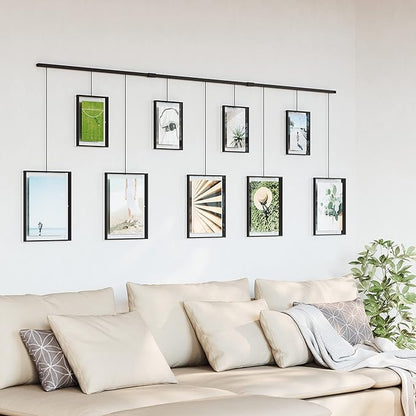 Umbra Exhibit Wall Frame with Metal Rod for Hanging-Rimless Design-Suitable for Living Room, Bathroom, Bedroom, Entryway and More, Black