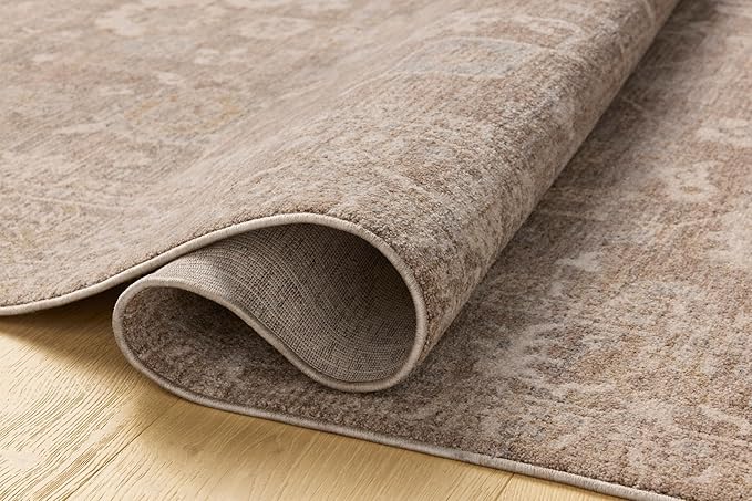 Loloi Chris Loves Julia Louisa Collection LOI-03 Taupe/Ivory 3'-6" x 5'-6", .38" Pile Height, Accent Rug