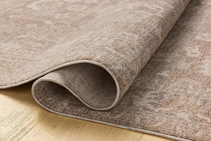 Loloi Chris Loves Julia Louisa Collection LOI-03 Taupe/Ivory 7'-10" x 7'-10", .38" Pile Height, Round Area Rug