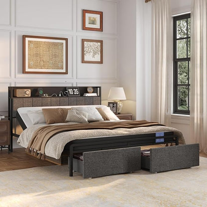 FLEXISPOT BF21Q Adjustable Bed Frame with 6 Inch Queen Size Gel Memory Foam Mattress, Viscose from Bamboo, Medium Firm, Certi-PUR & Oeko-TEX Certified, Bonus 4-Piece Queen Sheet Set Included.