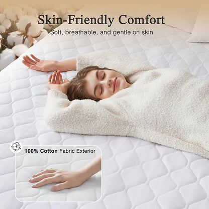 Beautyrest Cotton Heated Mattress Pad - Bed Warmer with 20 Heat Settings Controller, Auto Shut Off Timer, All Around Elastic Deep Pocket, UL Certified, Machine Washable, White Cal King