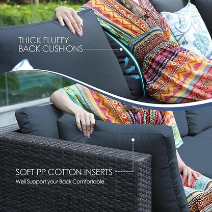 NICESOUL 11 Piece Extra Large Outdoor Furniture Sofa Set, Deep Wide PE Wicker Patio Modular Sectional with Side Tables, 29.3'' High Back Modern Luxury All-Weather Rattan Conversation for Outside, Gray