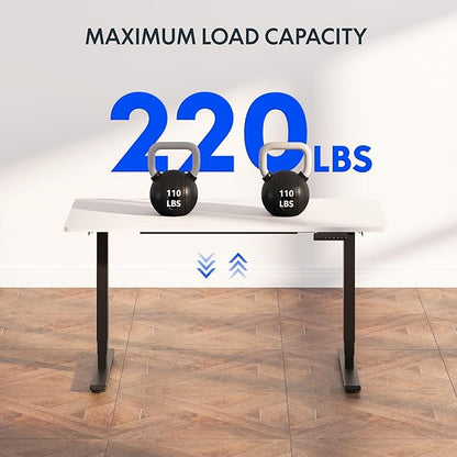 FLEXISPOT E6 Standing Desk 3 Stages Dual Motor Electric 60x24 Inch Whole-Piece Board Height Adjustable Electric Sit Stand Desk(Black Frame + White Desktop, 2 Packages)