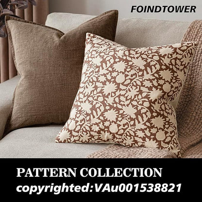 Foindtower Set of 2 Decorative Neutral Floral Throw Pillow Covers Accent Farmhouse Cushion Covers Boho Pillowcase for Couch Sofa Bedroom Living Room Home Decor,22×22 Inch,Light Orange Brown