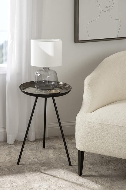 Kate and Laurel Laranya Modern Side Table 15 x 15 x 23 Brown and Black Chic Minimalist Bedroom Nightstand Table