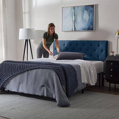 Lucid Mid-Rise Upholstered Headboard - Diamond Tufted - Padded Polyester - Adjustable Height from 34” to 46” - Easy Assembly - Bed Frame or Wall Mount - Sturdy - Cobalt - Full / Full XL Size