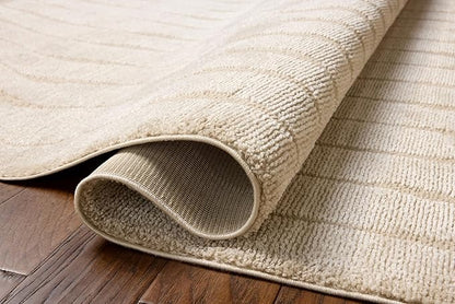 Loloi Chris Loves Julia Calvin Collection CLV-02 Ivory/Oatmeal 6'-3" x 9'-6" Area Rug Checkered Neutral Soft Living Room Bedroom Carpet