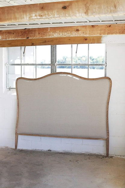 Creative Co-Op Oak & Linen King Size Headboard