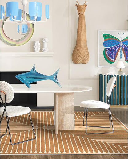 RUGGABLE x Jonathan Adler Machine Washable Modern Area Rug – Inkdrop Copper 5x7, Stain-Resistant, Non-Slip – Medium Rugs for Living Room, Bedroom, Hallway, Entryway & Office–with Standard Pad
