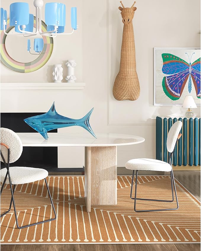 RUGGABLE x Jonathan Adler Machine Washable Modern Area Rug – Inkdrop Copper 8x10, Stain-Resistant, Non-Slip – Large Rugs for Living Room, Bedroom, Hallway, Entryway & Office–with Cushioned Pad