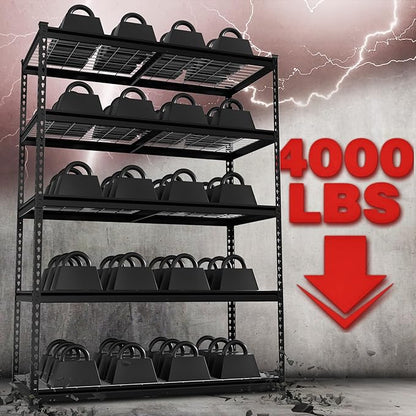 WORKPRO 5-Tier Metal Shelving Unit, 48”W x 24”D x 72”H, Heavy Duty Adjustable Storage Rack, 4000 lbs Load Capacity (Total), for Garage, Basement, Warehouse, 10 Pack