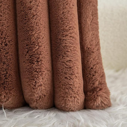 Neelvin Brown Faux Fur Cozy Soft Stripe Decorative Throw Pillow Covers 20x20 inch Set of 2,Velvet Pillowcase Cushion Case for Sofa Couch