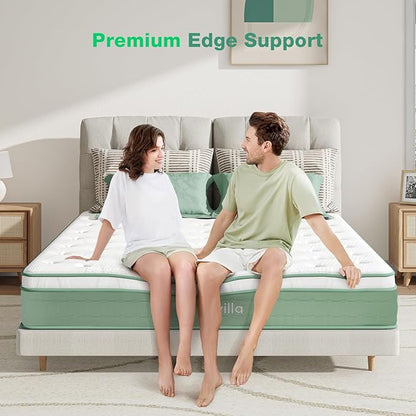 Novilla Full Mattress, 10 Inch Hybrid Mattress in a Box, High Resilience Foam with Pocket Springs for a Peaceful Sleep, Pillow Top Full Size Mattresses, Knitted Cover & Balanced Support