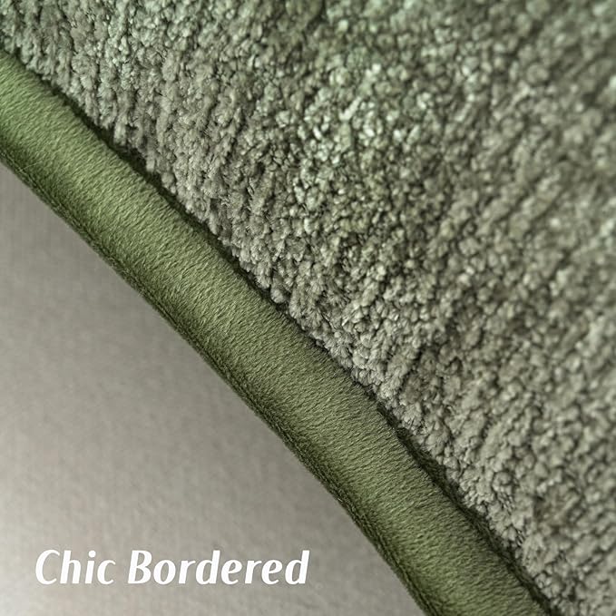 FUTEI Sage Green Chenille Throw Pillow Covers 18x18 Inch Set of 2,Soft Cozy Bound Edge Design Cushion Case,Home Decor for Couch Bed Living Room