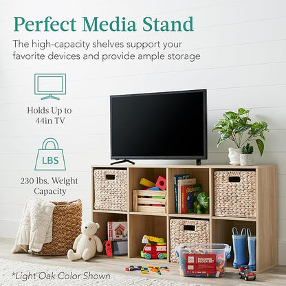 Best Choice Products 8-Cube Storage Organizer, 11in Shelf Opening, Bookcase, Display Shelf, Customizable w/ 3 Removable Back Panels – Walnut