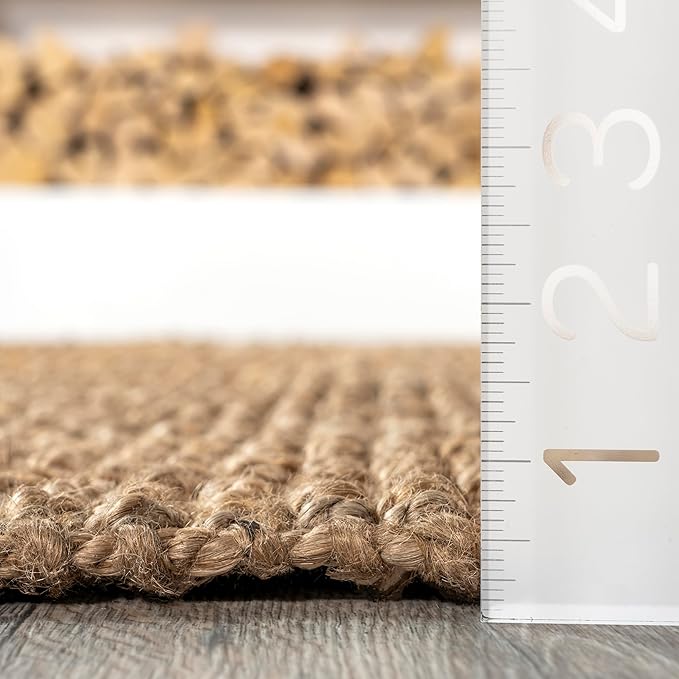Nuloom Ashli Hand Woven, Natural, 2' 6" x 6', Farmhouse, Jute, Soft and Textured, High Traffic, Stain Resistant, Easy Clean, Durable Runner for Bedroom, Living Room, Dining Space, Den, Foyer, Entryway