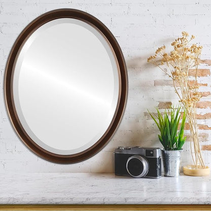 OVALCREST Oval Beveled Wall Mirror for Home Decor - Toronto Style - Rubbed Bronze - 18" x 14"