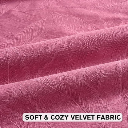 FUTEI Hot Pink Velvet Throw Pillow Covers 26x26 Inch Set of 2,Soft Embossed Leaf-Relief Textured Euro Pillow Shams,Natural Home Decor for Couch Living Room